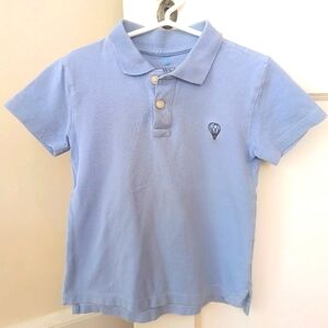 J Crew baby blue polo with hot air balloon